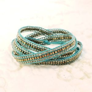 NWOT Turquoise & Bronze Beaded Wrap Braclet